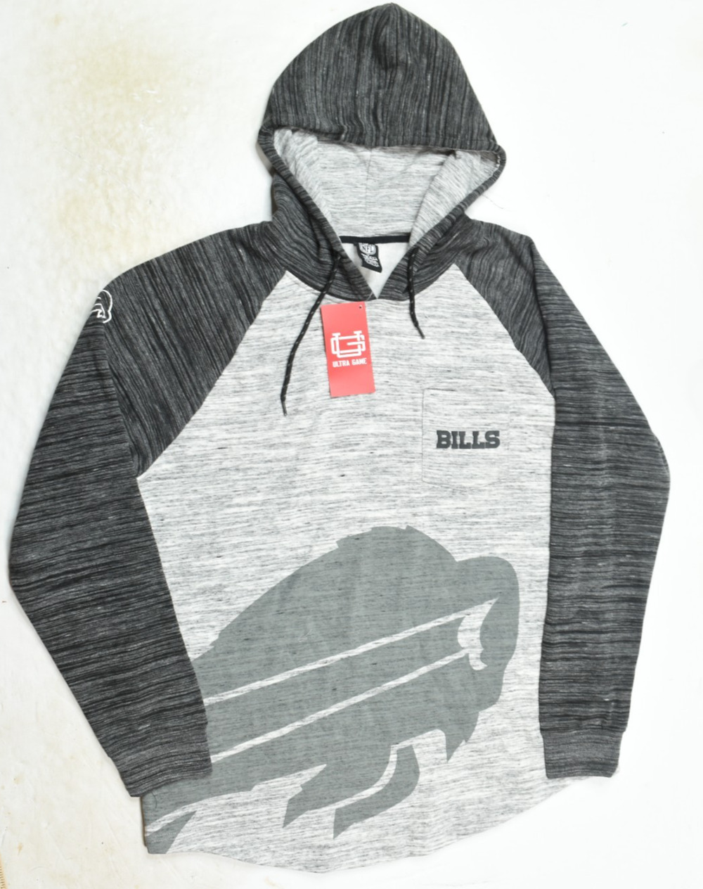 Ultra Game Buffalo Bills Hoodie Mens XL Gray Heather Long Sleeve Pullover